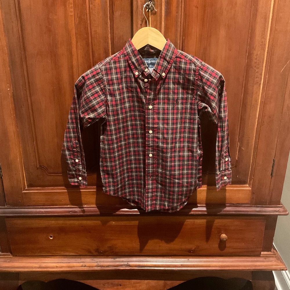 Polo Ralph Lauren Boys Plaid Shirt, Color Red/Black, Size 6